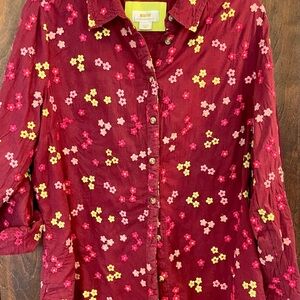 Anthropologie~Maeve Burgundy Floral Embroidered Blouse